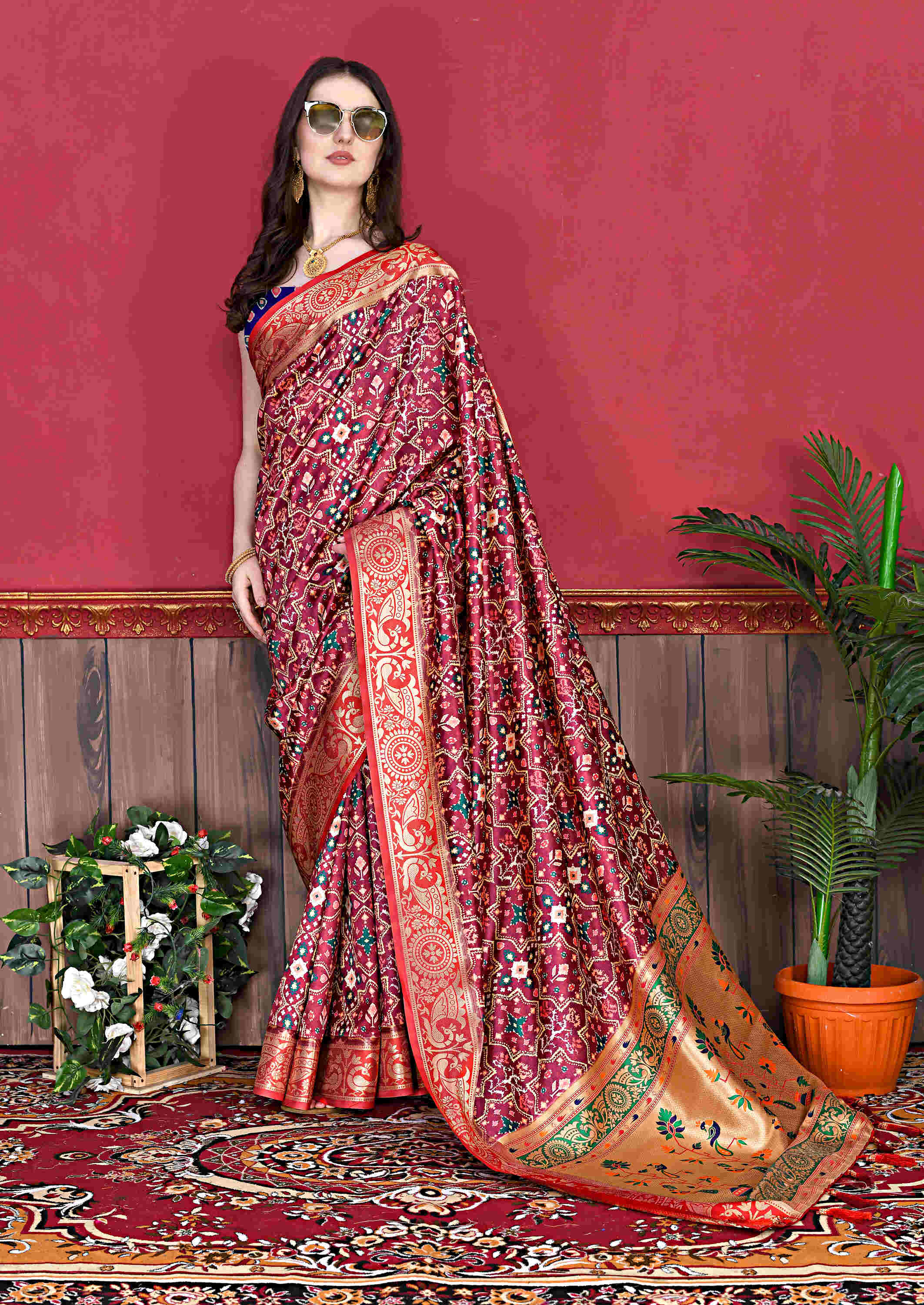 Brown Soft pethani  Silk Saree  With Rich golden Zari Wooven  Pallu  Zari weawing