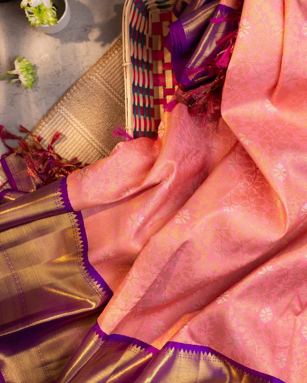 Pink Soft Banarasi Silk Saree With Pretty Blouse Piece