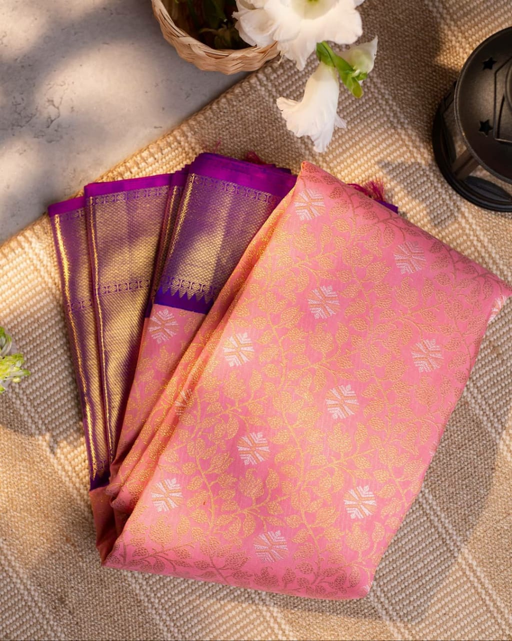 Pink Soft Banarasi Silk Saree With Pretty Blouse Piece