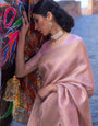 Pink Soft  Banarasi Silk Saree With Excellent Blouse Piece