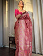 Peach Soft Banarasi Silk saree Excellent Blouse Piece