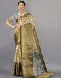 Beige Soft Organza Silk Saree  With Rich golden Zari Wooven  Pallu  Zari weawing