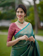 Rama Soft Silk Saree with Vestigial Blouse Piece