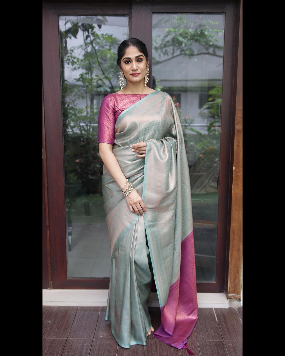 Sea Green Soft Silk Saree with Super classy Blouse Piece