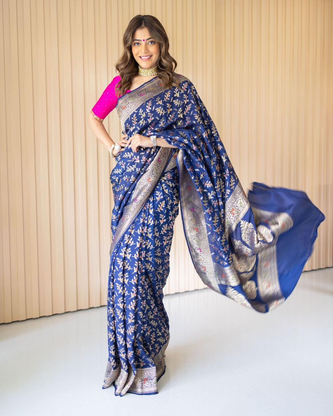 Blue Soft Banarasi Silk Saree With Beautiful Blouse Piece