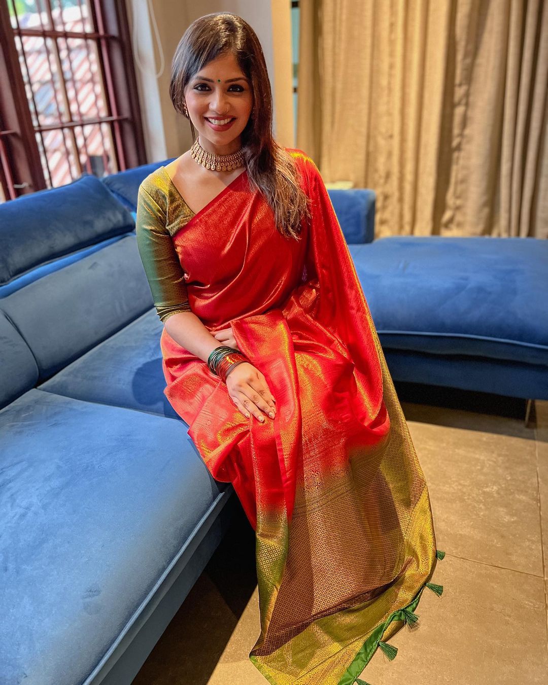 Red Soft Silk Saree with Forbearance Blouse Piece