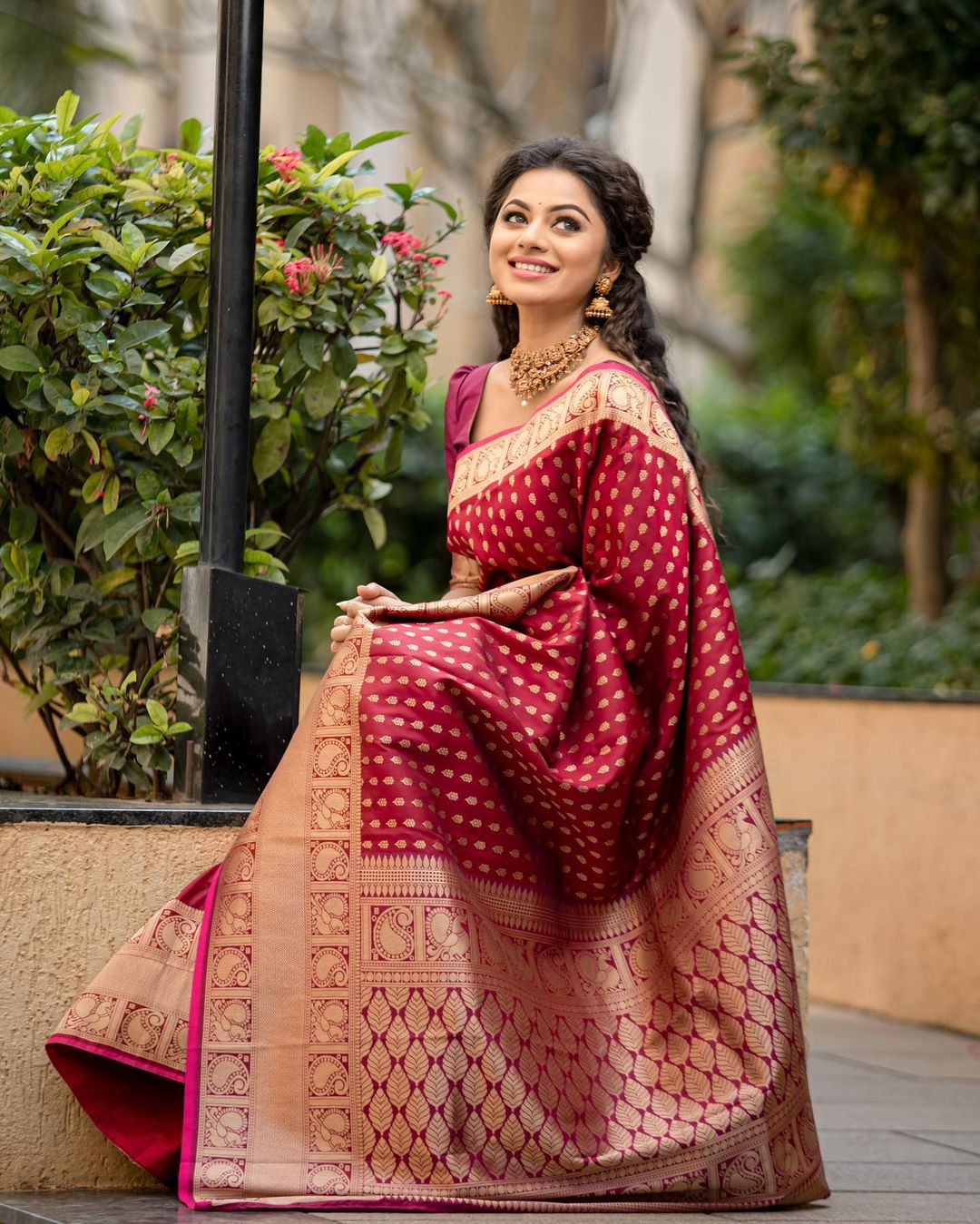 Maroon Soft Silk Saree With Ravishing Blouse Piece