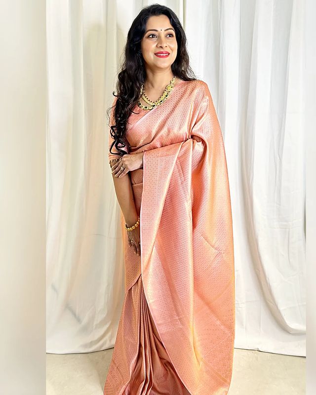 Baby Pink Soft Silk Saree With Scintilla Blouse Piece