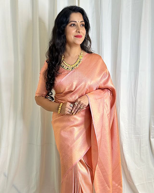 Baby Pink Soft Silk Saree With Scintilla Blouse Piece