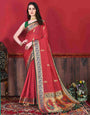 Red Soft pethani  Silk Saree  With Rich golden Zari Wooven  Pallu  Zari weawing