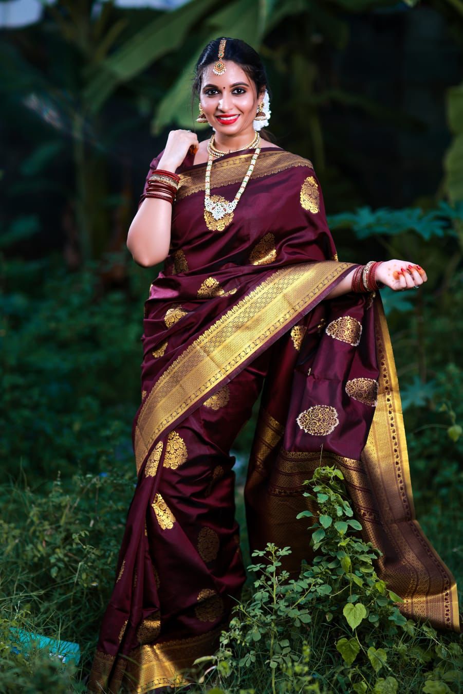 Luxuriant Wine Soft Banarasi Silk Saree With Blouse Piece