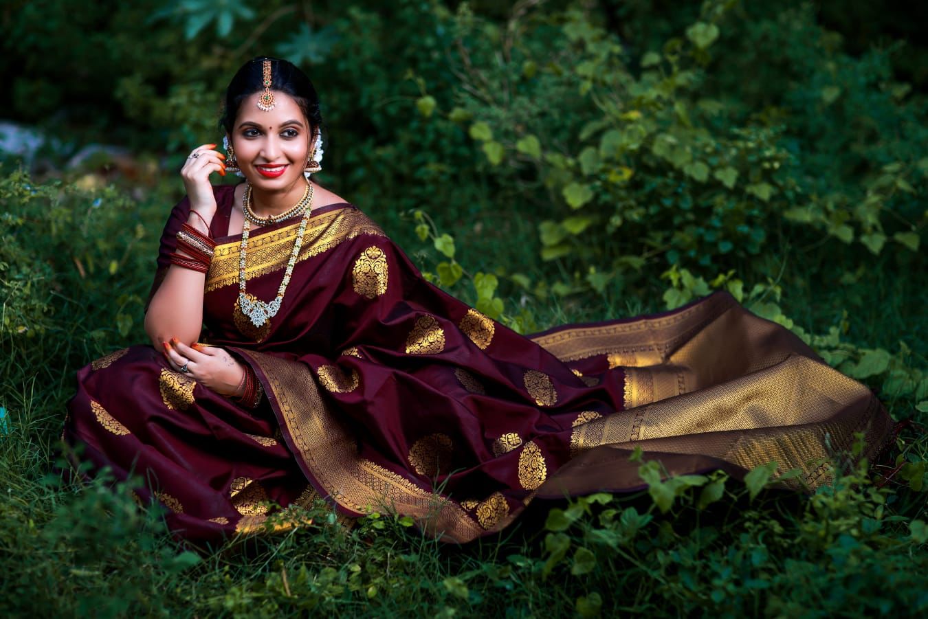 Luxuriant Wine Soft Banarasi Silk Saree With Blouse Piece