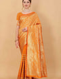 Orange Soft kanjivarm Silk Saree Zari Wooven  Pallu Zari weawing With Blouse Piece