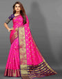 Pink Soft Cototn Silk Saree  Zari Wooven  Pallu  Zari weawing With Blouse Piece