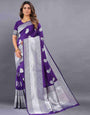 Purple Soft kanjivarm Silk Saree Zari Wooven  Pallu Zari weawing With Blouse Piece