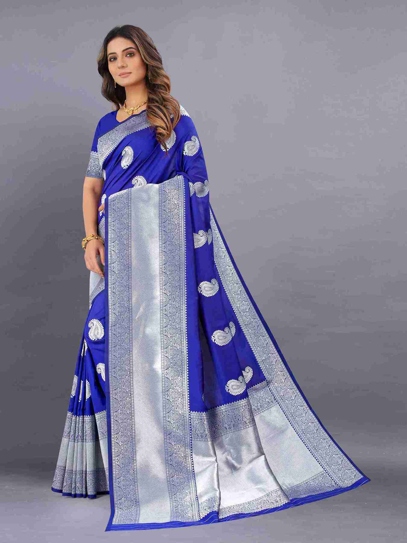 Royal Blue Soft kanjivarm Silk Saree Zari Wooven  Pallu Zari weawing With Blouse Piece