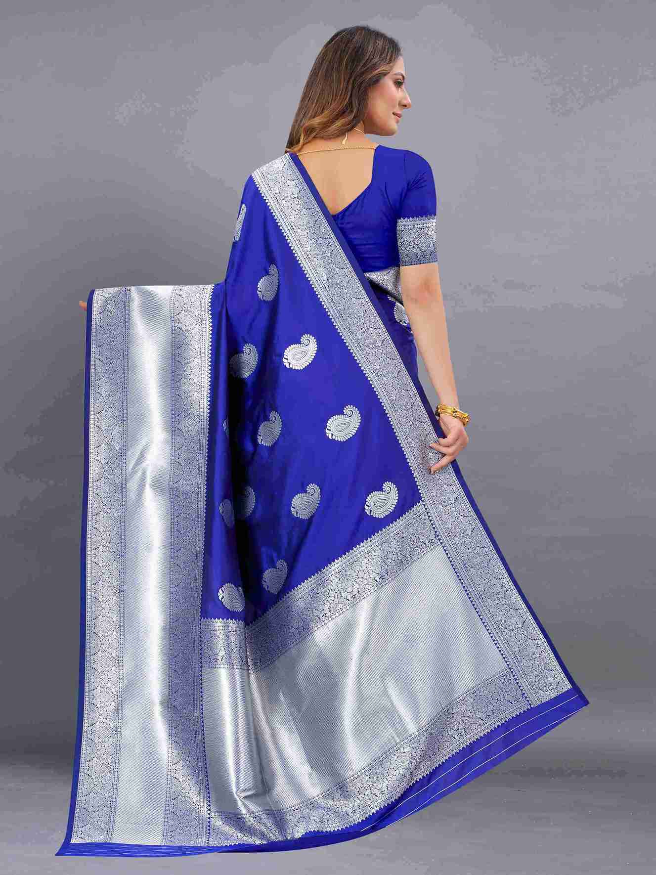 Royal Blue Soft kanjivarm Silk Saree Zari Wooven  Pallu Zari weawing With Blouse Piece