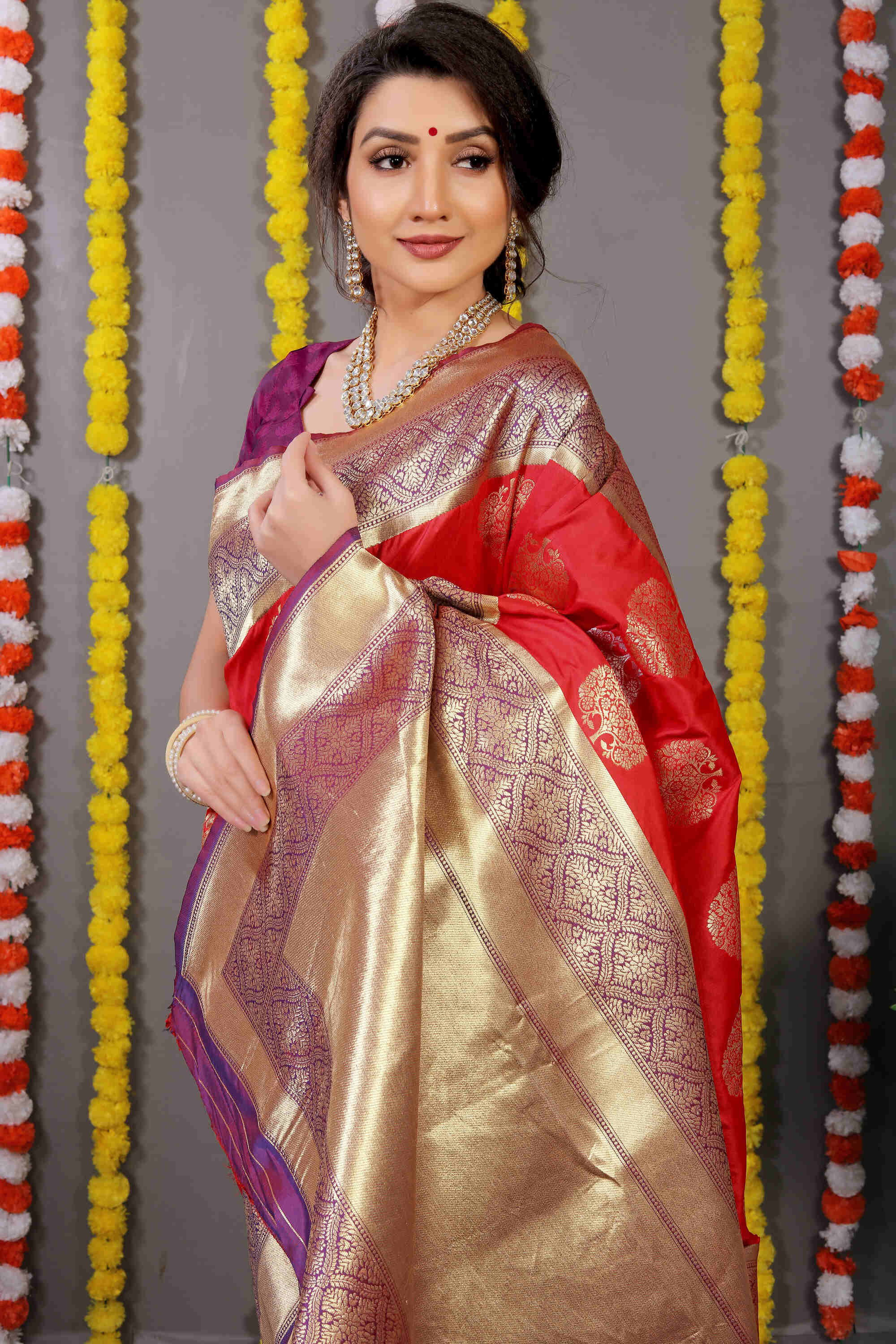 Red Soft Banarasi Silk Woven Zari Saree