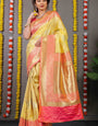 Yellow Soft Banarasi Silk Woven Zari Saree