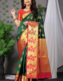 Green Soft Silk Saree With Blouse Piece