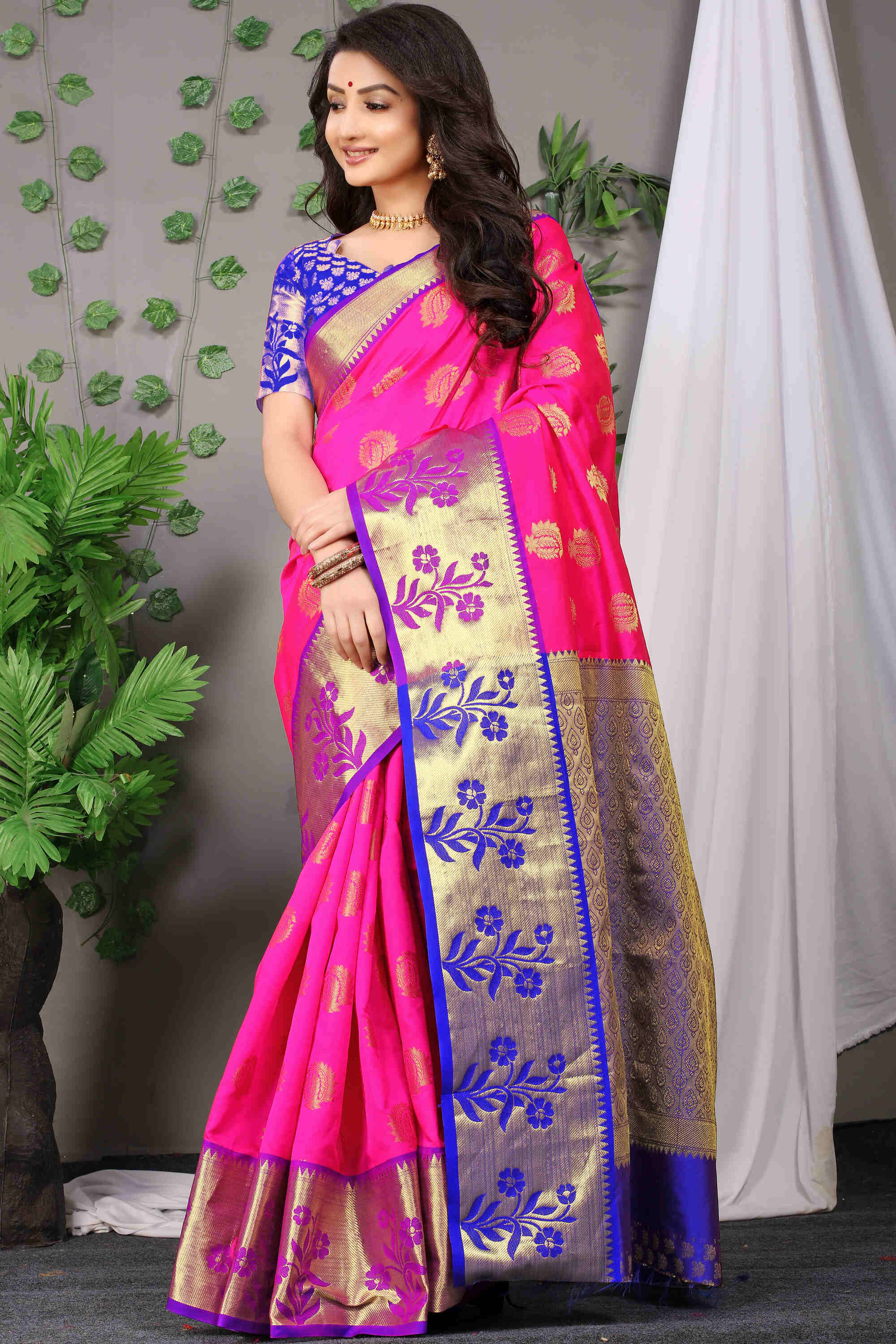 Pink Soft Silk Saree With Blouse Piece