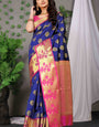 Navy blue Soft Silk Saree With Blouse Piece