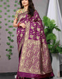 Wine Soft Banarasi Silk Woven Zari Saree