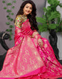 Dark Pink Soft Banarasi Silk Woven Zari Saree