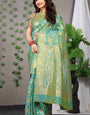 Green Soft Banarasi Silk Woven Zari Saree