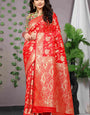 Red Soft Banarasi Silk Woven Zari Saree