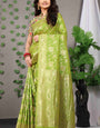 Teal Green Soft Banarasi Silk Woven Zari Saree