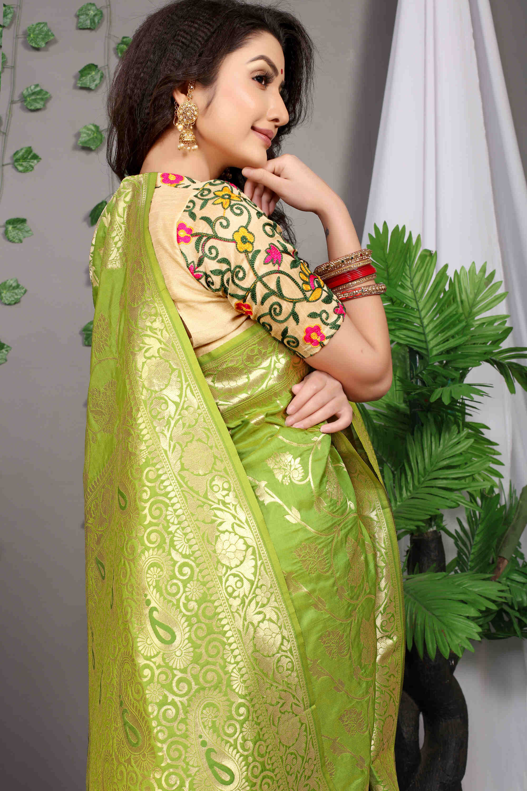 Teal Green Soft Banarasi Silk Woven Zari Saree