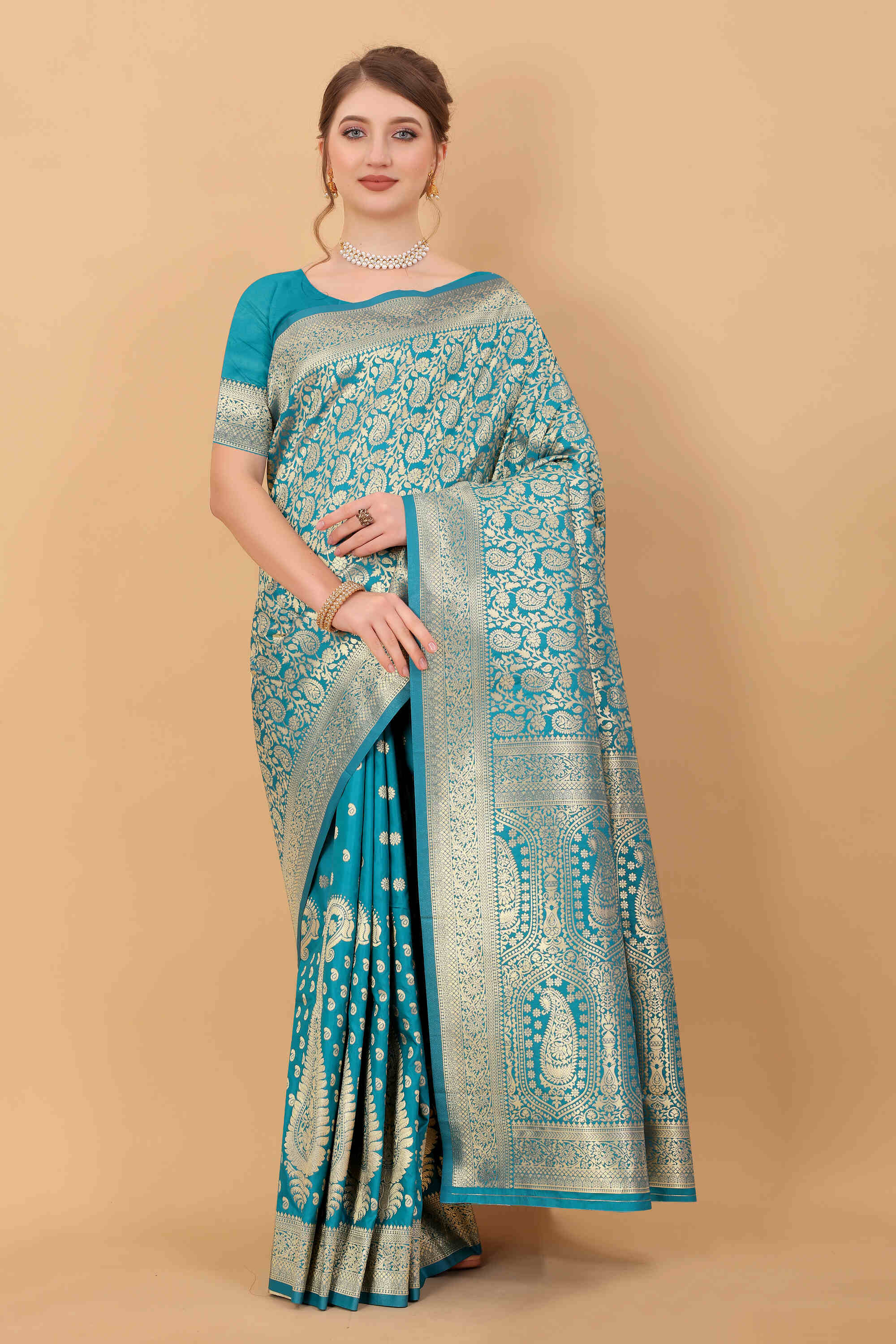 Sky blue Soft kanjivarm Silk Saree Zari Wooven  Pallu Zari weawing With Blouse Piece