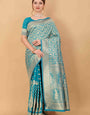 Sky blue Soft kanjivarm Silk Saree Zari Wooven  Pallu Zari weawing With Blouse Piece