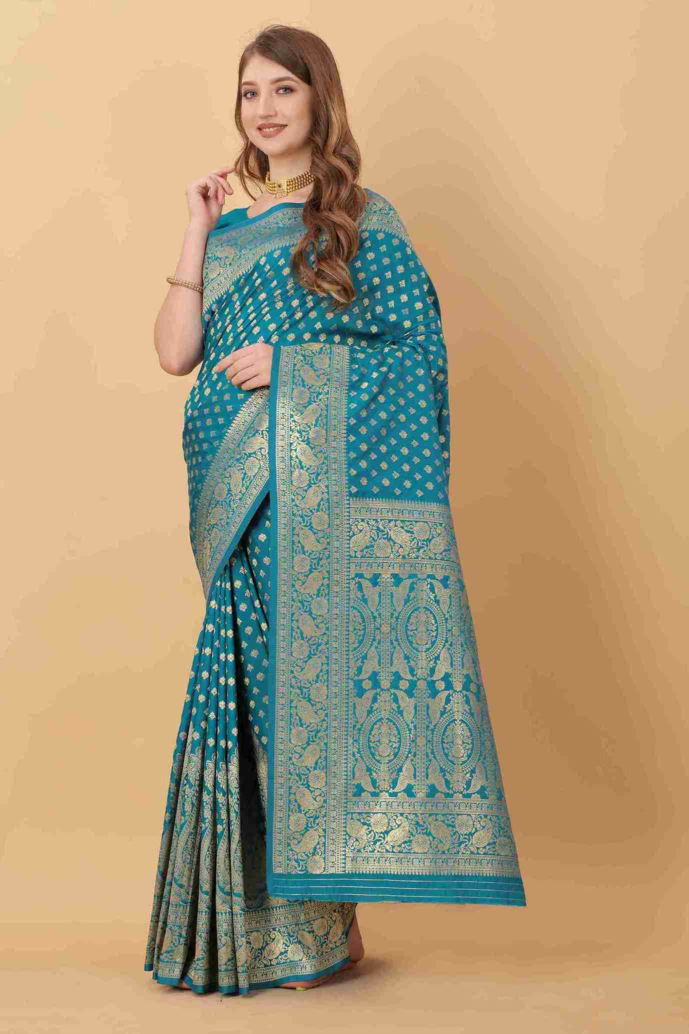 Sky blue Soft kanjivarm Silk Saree Zari Wooven  Pallu Zari weawing With Blouse Piece