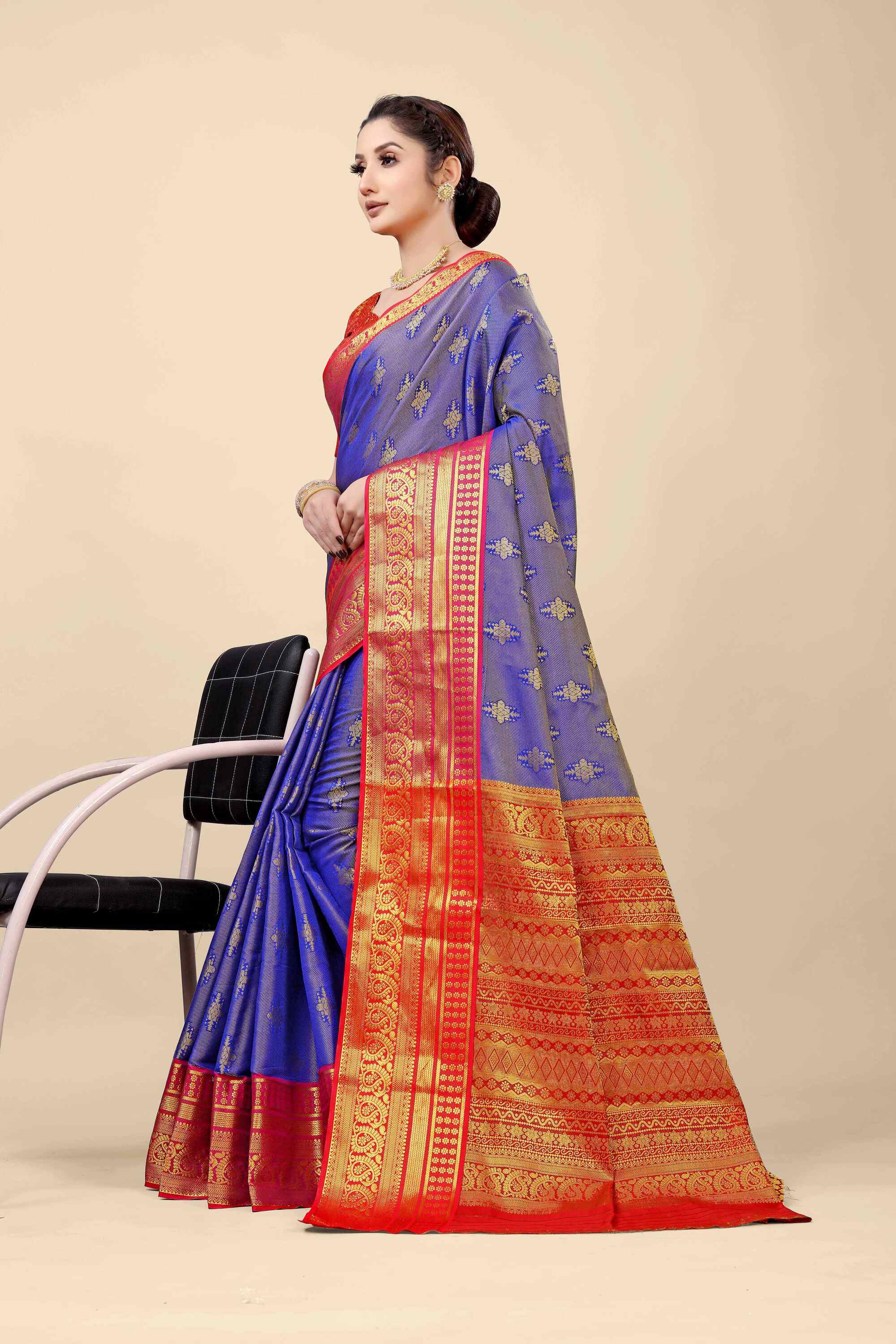 Royal Blue Kanjivaram  Silk Woven Zari Saree