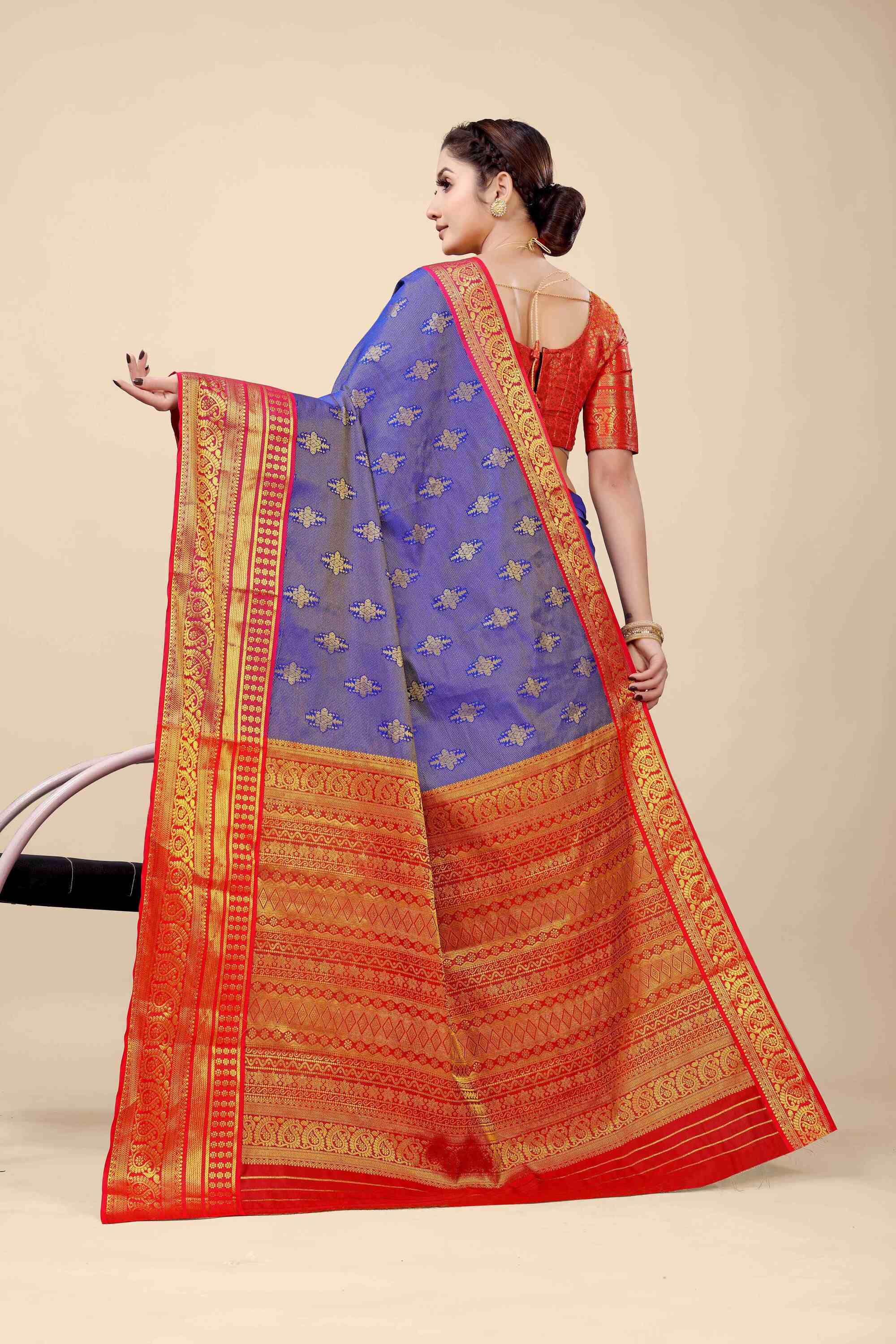 Royal Blue Kanjivaram  Silk Woven Zari Saree