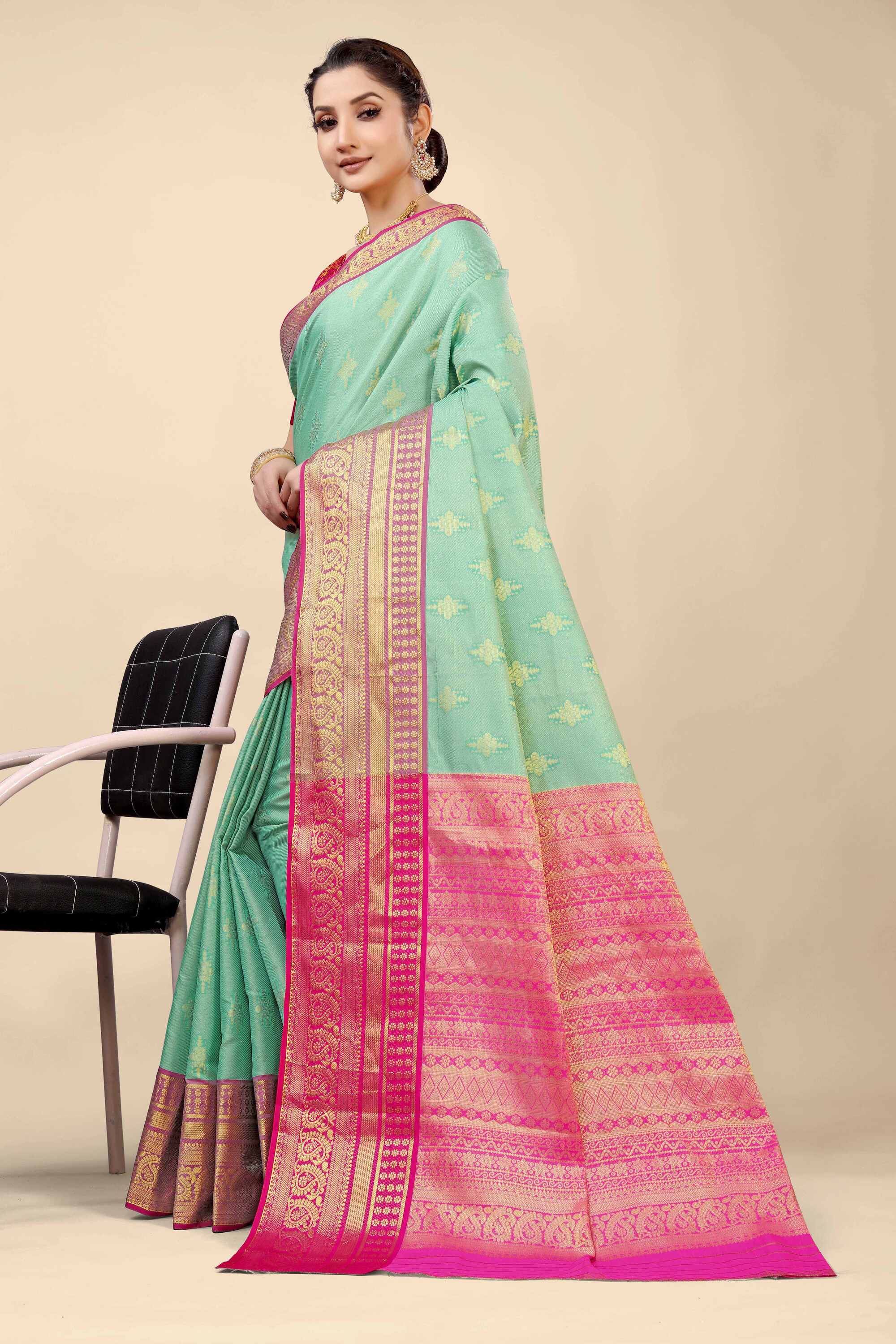 Sky Kanjivaram Silk Woven Zari Saree