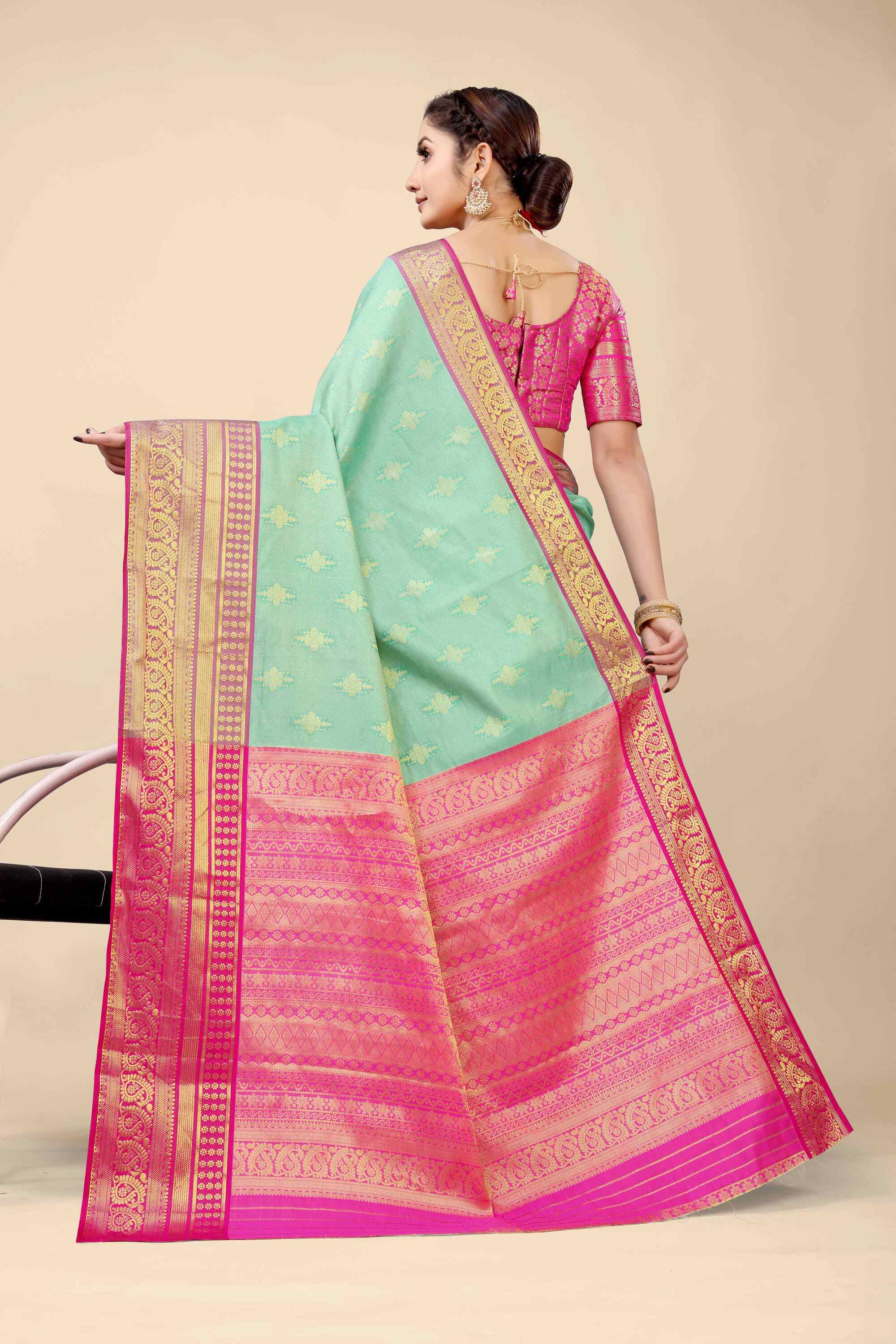 Sky Kanjivaram Silk Woven Zari Saree