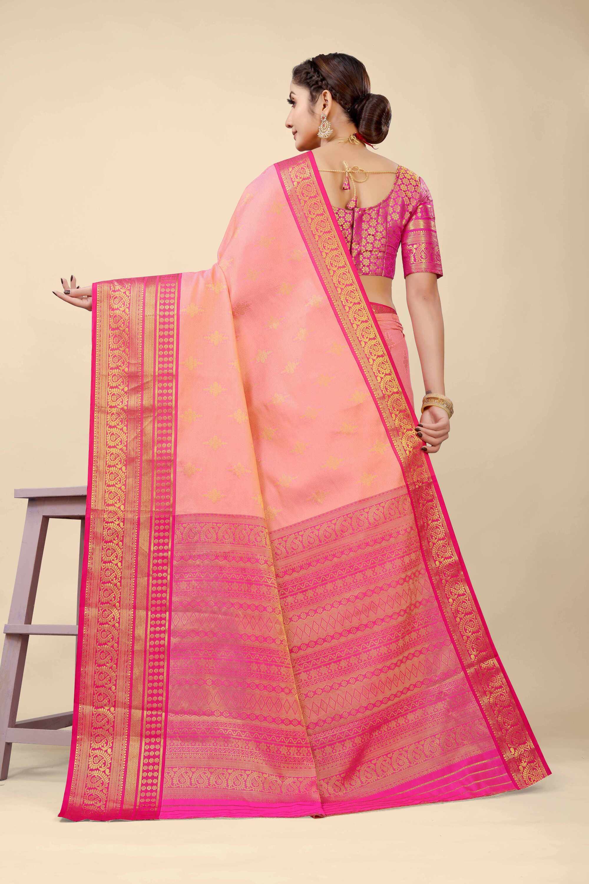 Pink Kanjivaram  Silk Woven Zari Saree