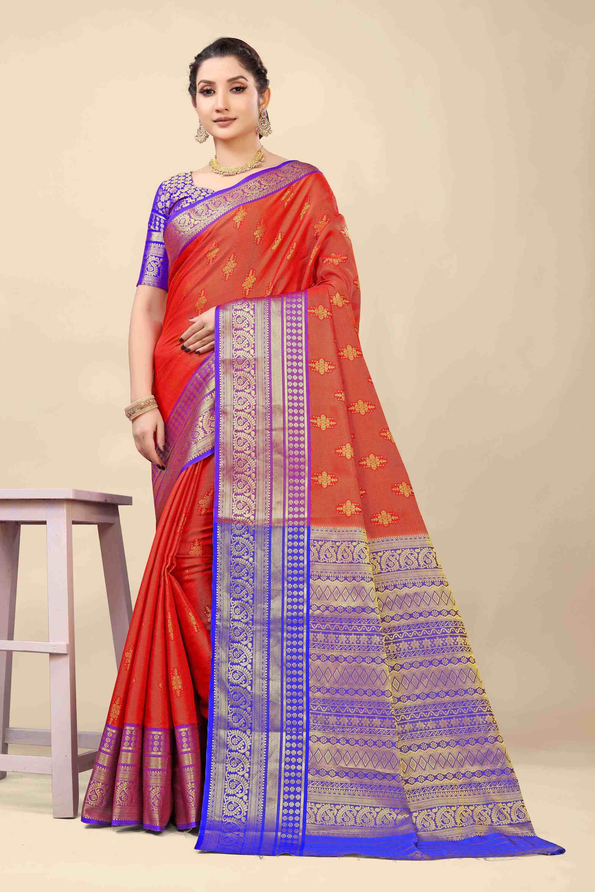 Red Kanjivaram Silk Woven Zari Saree