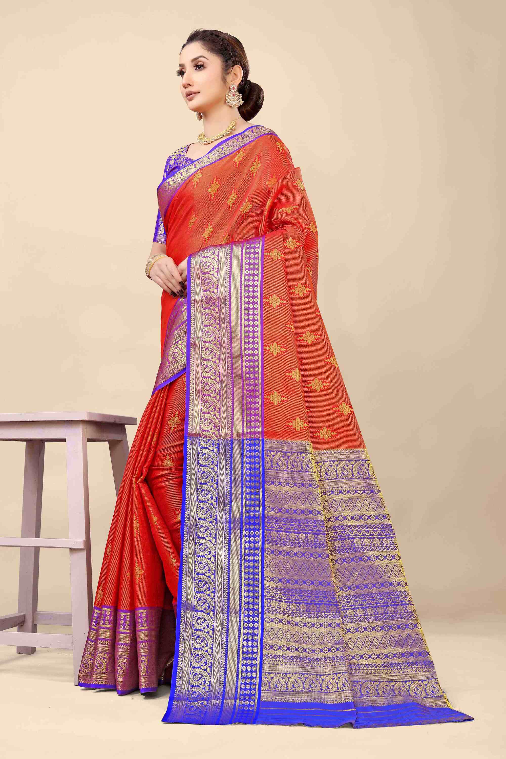 Red Kanjivaram Silk Woven Zari Saree