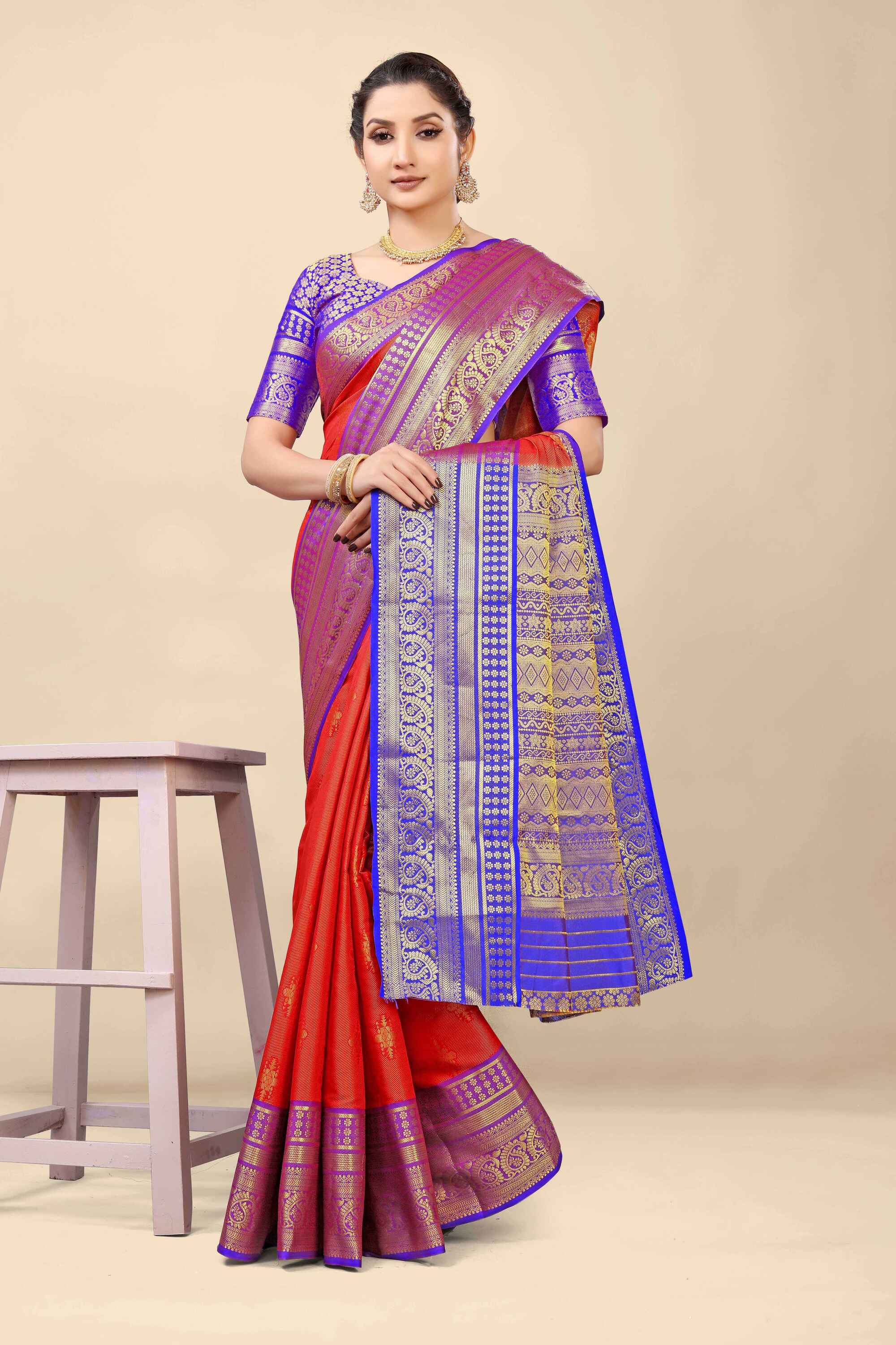 Red Kanjivaram Silk Woven Zari Saree