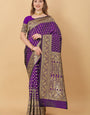 Purple Soft kanjivarm Silk Saree Zari Wooven  Pallu Zari weawing With Blouse Piece