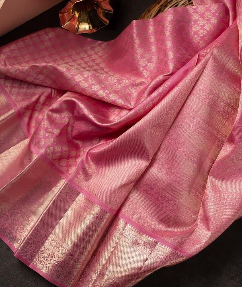 Pink  Soft Silk Saree With Blouse Piece For Women