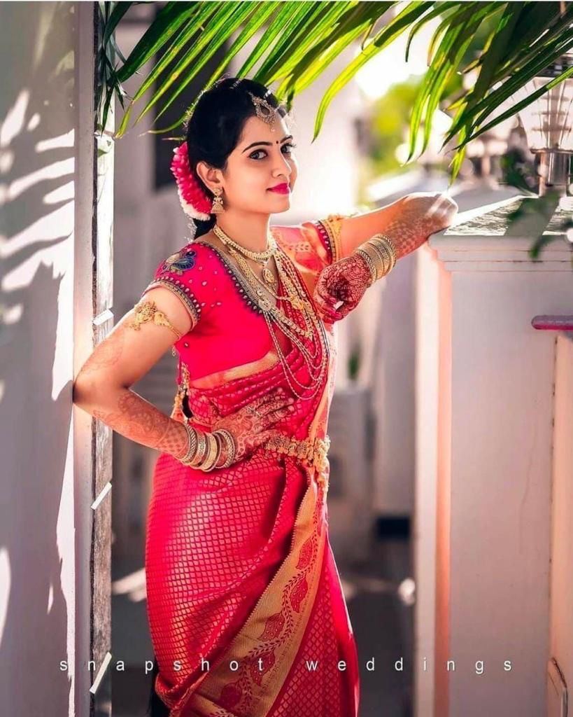 Dark Pink Soft Silk Saree With Blouse Piece