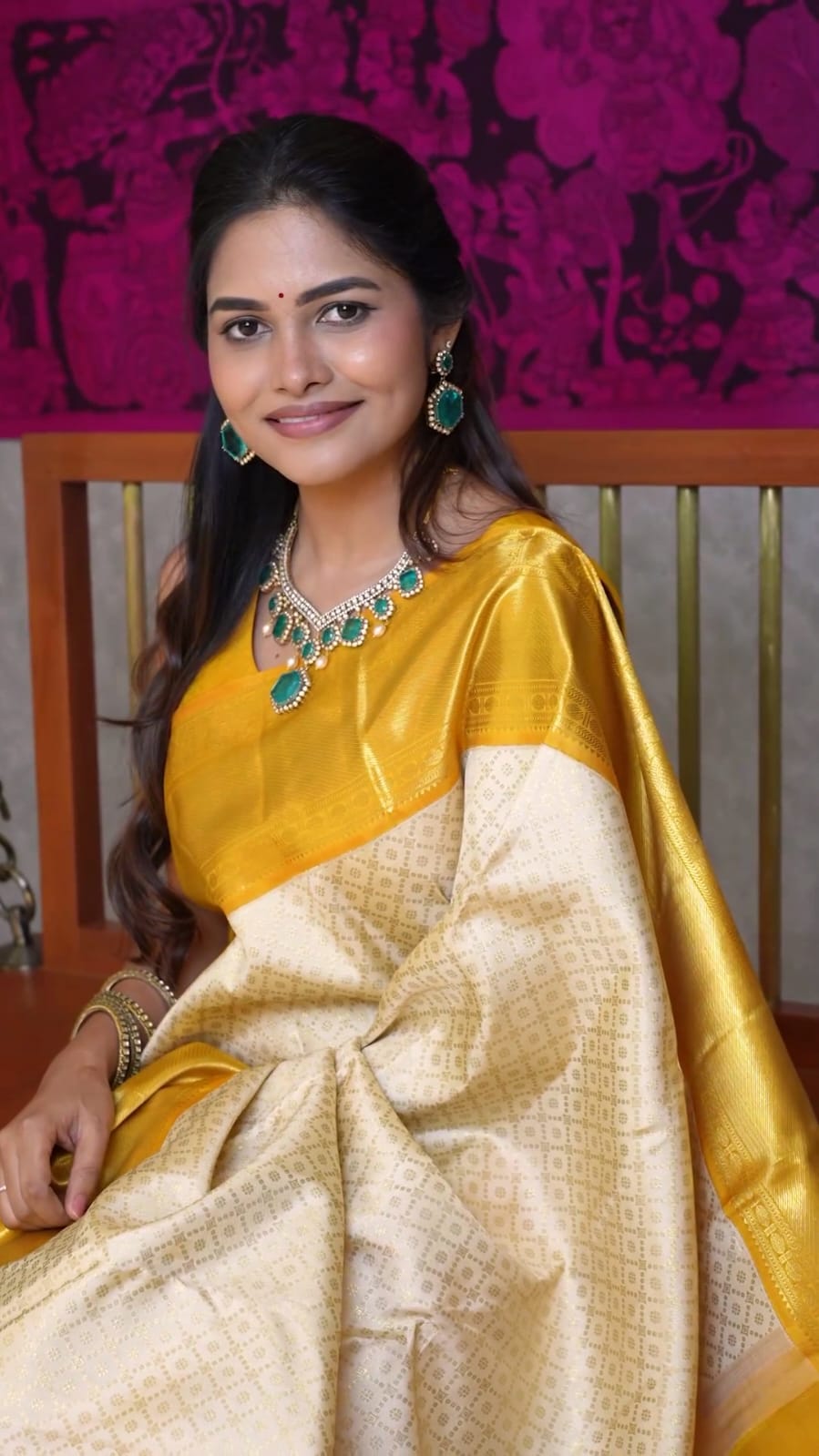 Yellow & Cream Soft Silk Saree With Excellent Blouse Piece