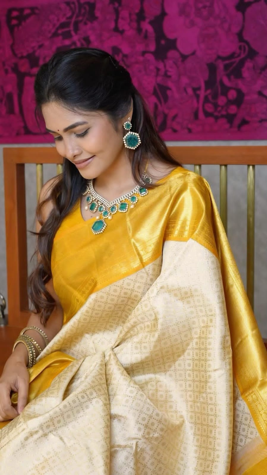 Yellow & Cream Soft Silk Saree With Excellent Blouse Piece