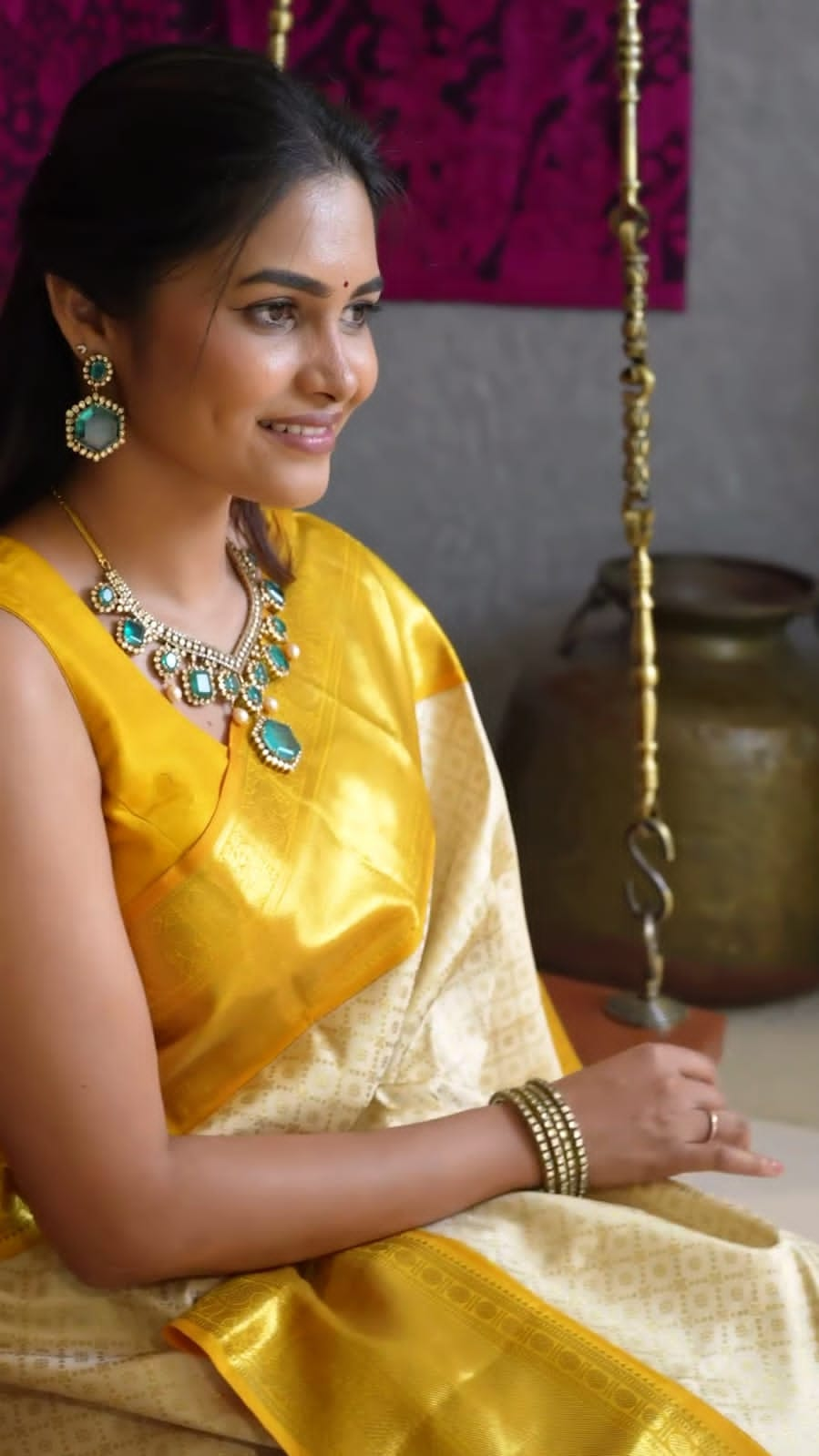 Yellow & Cream Soft Silk Saree With Excellent Blouse Piece