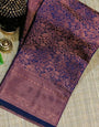 Purple Soft Banarasi Silk Saree With Attractive Blouse Piece